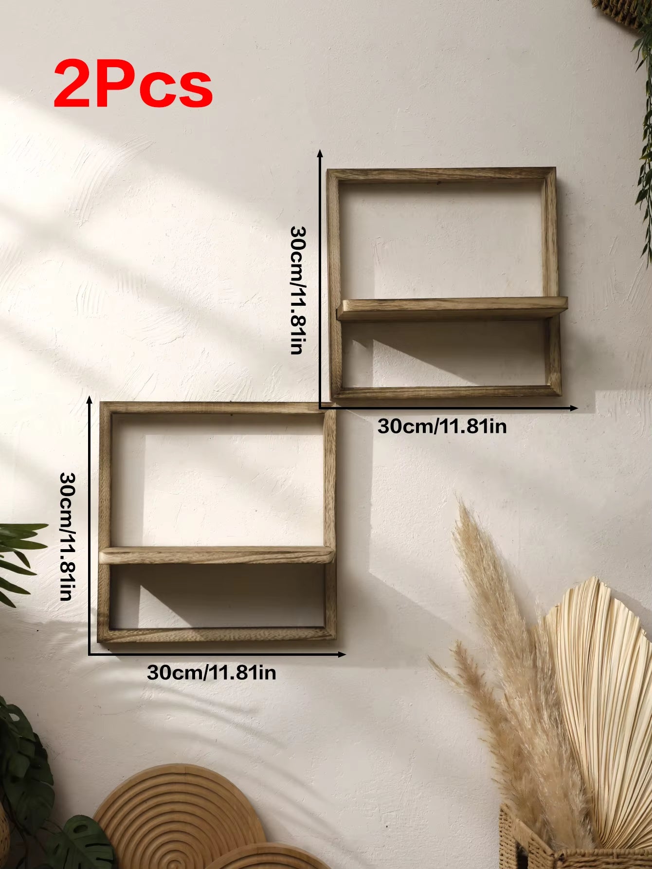 Wooden Floating Display Shelf – Rustic Wall-Mounted Storage for Bedroom & Kitchen