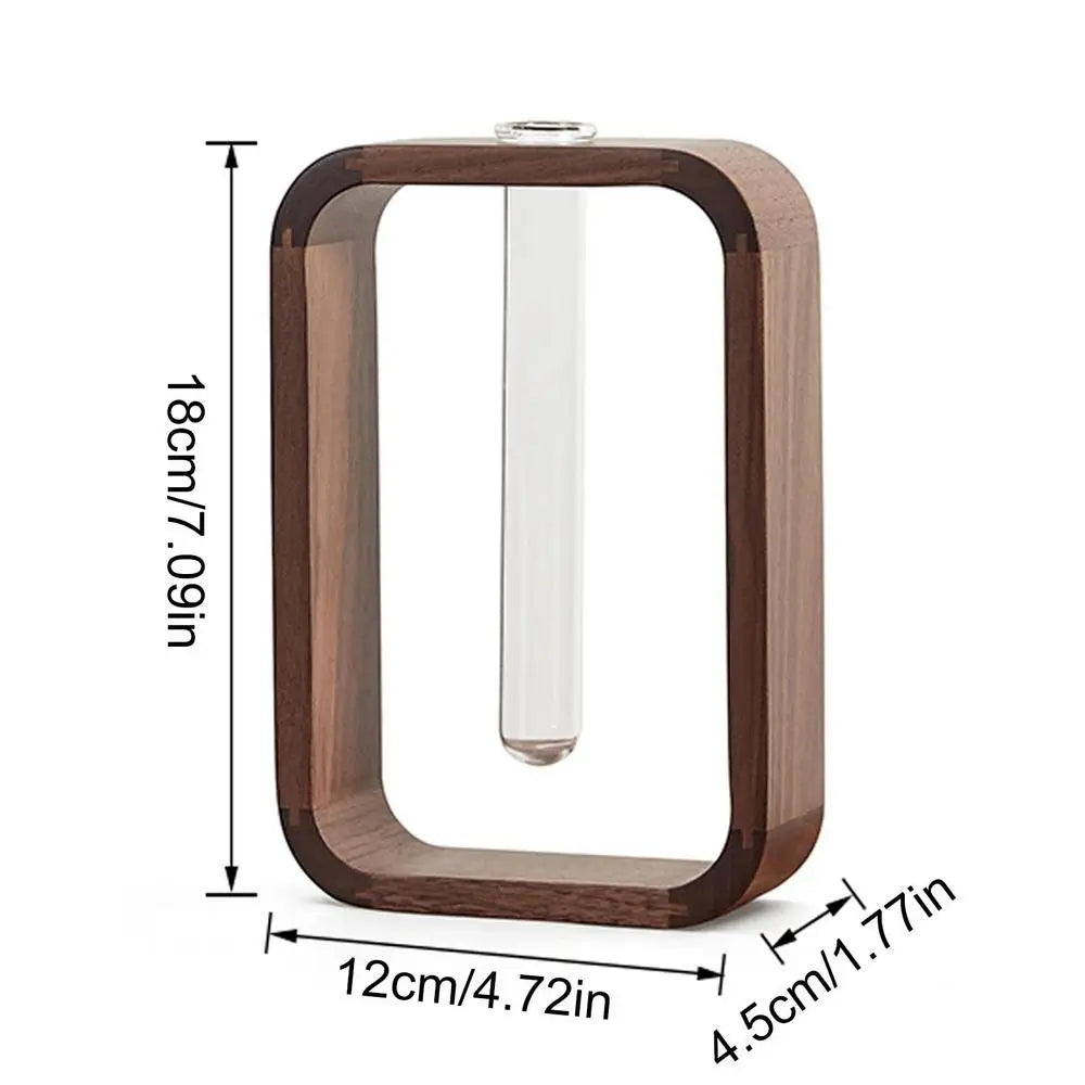 Wooden Hydroponic Vase with Transparent Glass Test Tube