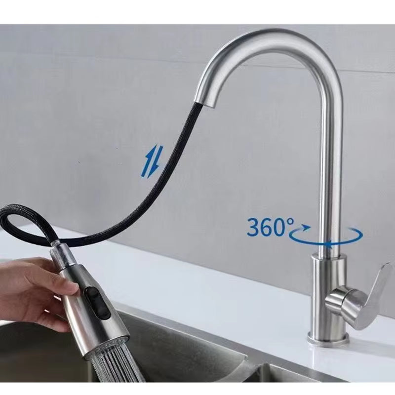 Kitchen Faucet Pull Out Brushed Nickle Stainless Steel Black Kitchen Mixed Tap Kitchen Sink Tap