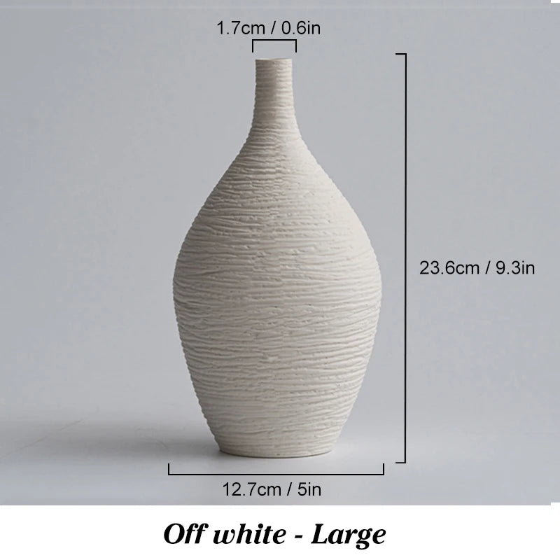 Nordic Luxury Ceramic Vase – Minimalist Narrow-Mouth Flower Pot for Home & Office Décor 