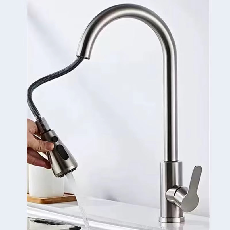 Kitchen Faucet Pull Out Brushed Nickle Stainless Steel Black Kitchen Mixed Tap Kitchen Sink Tap