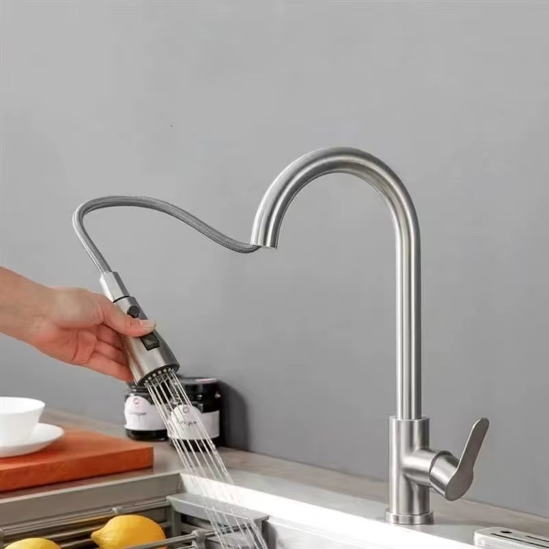 Kitchen Faucet Pull Out Brushed Nickle Stainless Steel Black Kitchen Mixed Tap Kitchen Sink Tap