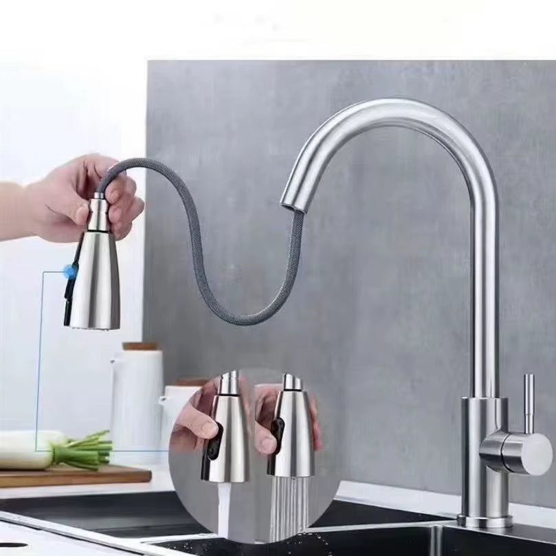 Kitchen Faucet Pull Out Brushed Nickle Stainless Steel Black Kitchen Mixed Tap Kitchen Sink Tap