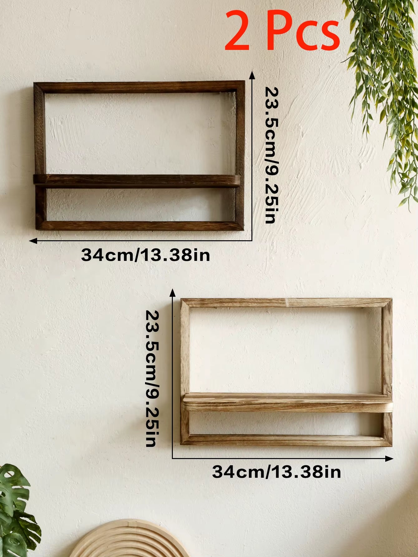 Wooden Floating Display Shelf – Rustic Wall-Mounted Storage for Bedroom & Kitchen