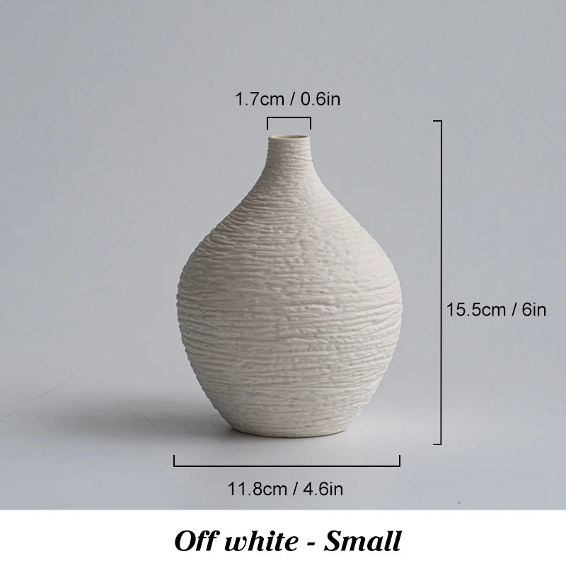 Nordic Luxury Ceramic Vase – Minimalist Narrow-Mouth Flower Pot for Home & Office Décor 