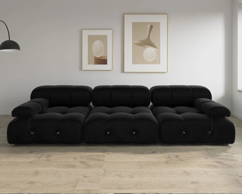 104″ Modern Minimalist Modular Sectional Sofa – Velvet 3-Seat Convertible Couch